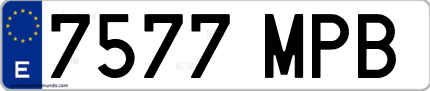Ejemplo de matrícula de coche ordinaria 7577 MPB