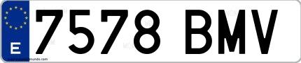 Ejemplo de matrícula española 7578 BMV