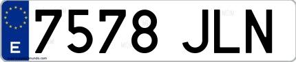 Ejemplo de matrícula española 7578 JLN