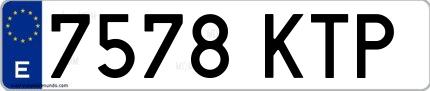 Ejemplo de matrícula española 7578 KTP