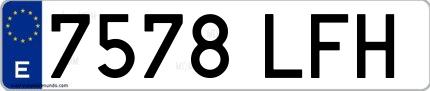 Ejemplo de matrícula española 7578 LFH