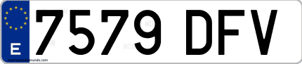 Ejemplo de matrícula de coche ordinaria 7579 DFV