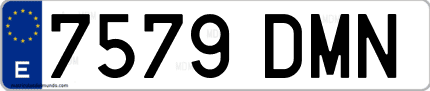 Ejemplo de matrícula de coche ordinaria 7579 DMN