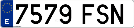 Ejemplo de matrícula de coche ordinaria 7579 FSN