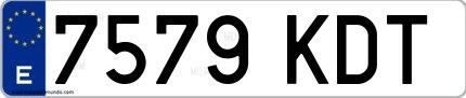 Ejemplo de matrícula española 7579 KDT