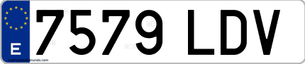 Ejemplo de matrícula de coche ordinaria 7579 LDV