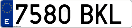Ejemplo de matrícula de coche ordinaria 7580 BKL