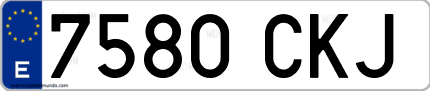 Ejemplo de matrícula de coche ordinaria 7580 CKJ