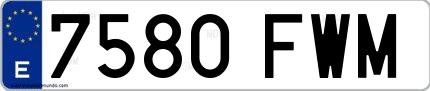 Ejemplo de matrícula española 7580 FWM