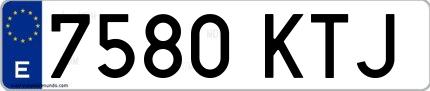 Ejemplo de matrícula española 7580 KTJ