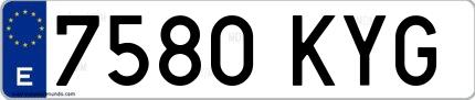 Ejemplo de matrícula española 7580 KYG