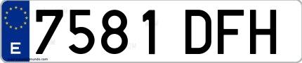 Ejemplo de matrícula española 7581 DFH