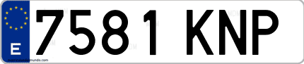 Ejemplo de matrícula de coche ordinaria 7581 KNP