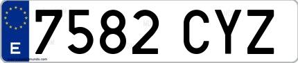 Ejemplo de matrícula española 7582 CYZ
