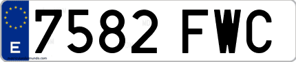 Ejemplo de matrícula de coche ordinaria 7582 FWC