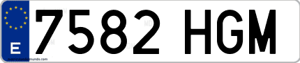 Ejemplo de matrícula de coche ordinaria 7582 HGM
