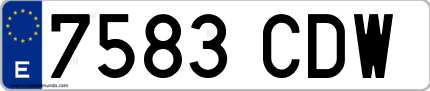 Ejemplo de matrícula de coche ordinaria 7583 CDW