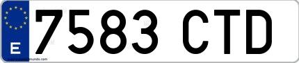 Ejemplo de matrícula española 7583 CTD
