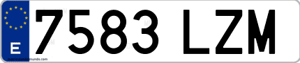 Ejemplo de matrícula de coche ordinaria 7583 LZM