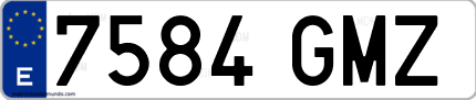 Ejemplo de matrícula de coche ordinaria 7584 GMZ