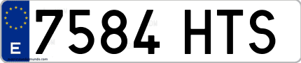 Ejemplo de matrícula de coche ordinaria 7584 HTS