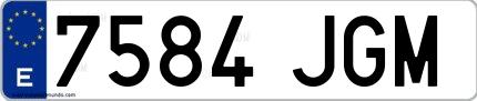 Ejemplo de matrícula española 7584 JGM