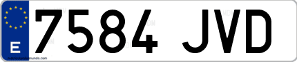 Ejemplo de matrícula de coche ordinaria 7584 JVD