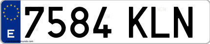 Ejemplo de matrícula de coche ordinaria 7584 KLN