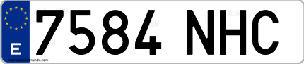 Ejemplo de matrícula de coche ordinaria 7584 NHC