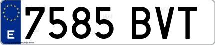 Ejemplo de matrícula española 7585 BVT