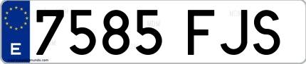 Ejemplo de matrícula española 7585 FJS