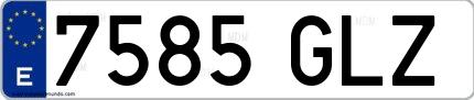 Ejemplo de matrícula española 7585 GLZ