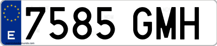 Ejemplo de matrícula de coche ordinaria 7585 GMH