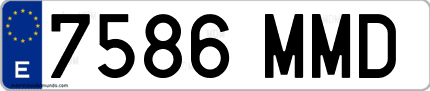 Ejemplo de matrícula de coche ordinaria 7586 MMD