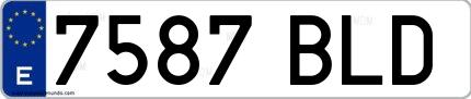 Ejemplo de matrícula española 7587 BLD