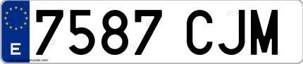 Ejemplo de matrícula española 7587 CJM
