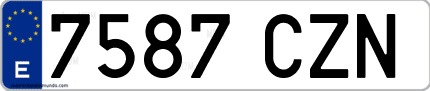 Ejemplo de matrícula de coche ordinaria 7587 CZN