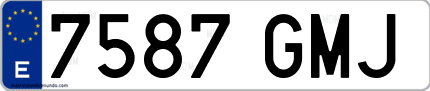 Ejemplo de matrícula de coche ordinaria 7587 GMJ