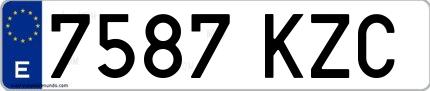 Ejemplo de matrícula española 7587 KZC