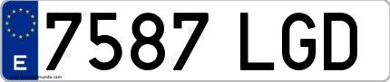Ejemplo de matrícula española 7587 LGD