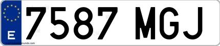 Ejemplo de matrícula española 7587 MGJ