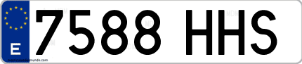 Ejemplo de matrícula de coche ordinaria 7588 HHS