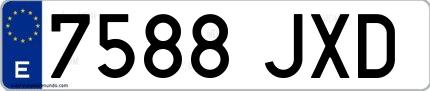 Ejemplo de matrícula española 7588 JXD