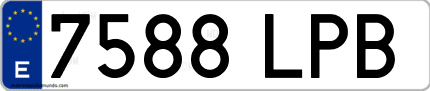Ejemplo de matrícula de coche ordinaria 7588 LPB