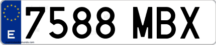 Ejemplo de matrícula de coche ordinaria 7588 MBX