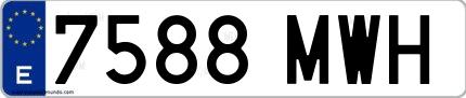 Ejemplo de matrícula española 7588 MWH