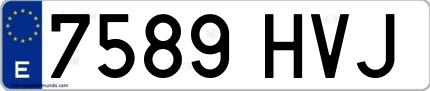 Ejemplo de matrícula española 7589 HVJ