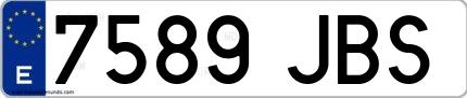 Ejemplo de matrícula española 7589 JBS