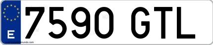 Ejemplo de matrícula española 7590 GTL