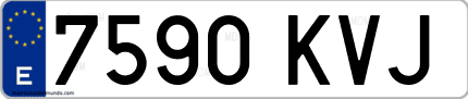 Ejemplo de matrícula de coche ordinaria 7590 KVJ